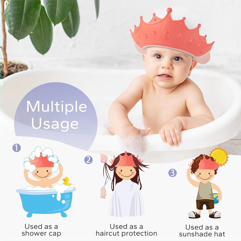FUNUPUP Baby Shower Cap for Kids with Bath Rinse Cup, Adjustable Toddler Hair Washing Shield Hat Baby Bath Visor Shampoo Hat for Toddlers 6M-9T, Pink - Image 4